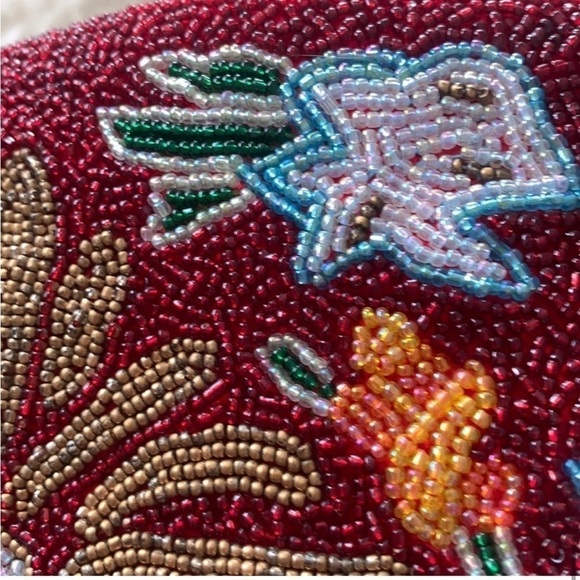 SWEE LO New York vibrant red flower designer little bag- purse, beaded handmade - Picture 5 of 10